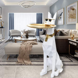 Escultura de Resina de Perro <span class=keywords><strong>Doberman</strong></span> Moldeada por Inyección, Bandeja Grande, Adorno de Piso de Lujo Ligero para Decoración del Hogar - Product Image 1