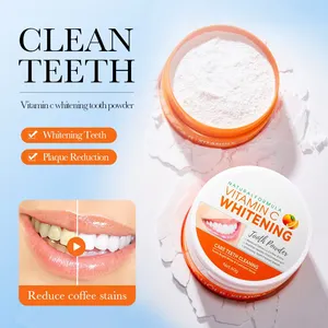 Venta al por mayor, blanqueamiento de dientes, cuidado bucal, Limpieza Profunda, café, manchas dentales, vitamina C, carbón activado, polvo de dientes de menta