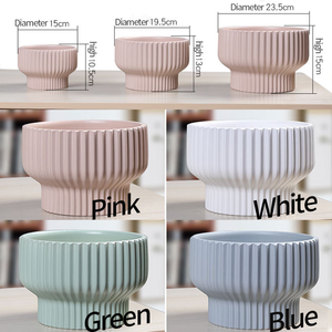Pot de fleurs en céramique blanc de style nordique simple, pot de fleurs créatif personnalisé pour la maison, balcon, avec plateau - Product Image 6