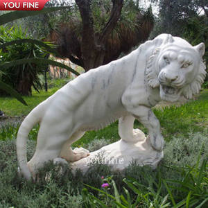 Esculturas y Estatuas de Tigre Occidental Rugiente de Mármol de Tamaño Real para Exteriores - Product Image 6