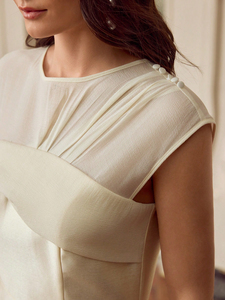 Summer Pleated Fashion Ladies Off Shoulder Slim Fit <strong>Dresses</strong> Elegant Evening Solid Summer Party <strong>Dress</strong> - Product Image 2