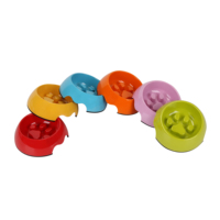 Bol à alimentation lente arrondi en mélamine plastique de qualité supérieure, écologique, avec motif de logo personnalisé, pour chien et chat, vente en gros d'usine