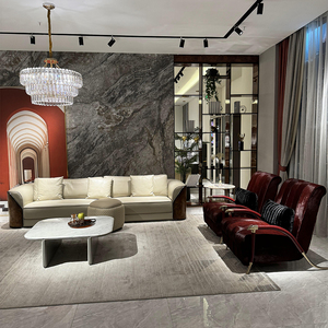 Factory Outlet Italian Luxury Living Room Red Horsehair Genuine Leather Arm Chair Modern Chair -01-S836 Leather Chair - Product Image 3