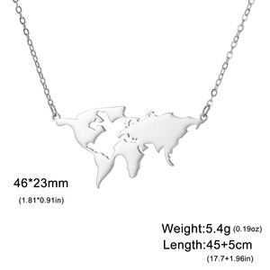 Collar con Mapa del Mundo Personalizado al por Mayor, Collar con Mapa de África de Acero Inoxidable, Collar con Mapa Personalizado Chapado en Oro, Joyería - Product Image 6