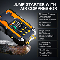 Gonfleur de pneus automobile et alimentation de secours intégrés, pompe à air portable avec booster de batterie d'urgence