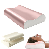 Oreiller cervical en mousse à mémoire de forme à récupération lente, avec logo personnalisé, housse en soie glacée, soutien orthopédique pour le cou, vente en gros OEM ODM
