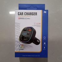 Transmetteur FM BT5.0 20W, chargeur de voiture ignifuge QC3.0, double USB Type-C, charge rapide, écran LED, lumière RGB, 12V/24V 3A pour écouteurs