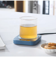 Sous-verre chauffant carré rose pour boissons, plaque chauffante en métal, chauffe-tasse électrique pour café et thé