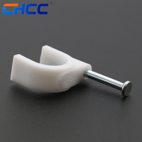 Support de câble rond 7 mm à clouer, clips de fixation en acier PE vierge pour câbles coaxiaux, Ethernet, TV, résistants à la corrosion pour mur