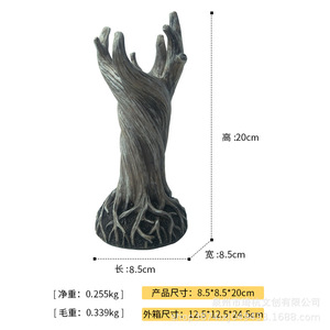 แจกันเรซิ่นรูปต้นไม้ 8.5x8.5x20 ซม. ของตกแต่งลำต้นไม้สไตล์เรียบง่ายสำหรับบ้าน ของขวัญตั้งโต๊ะ - Product Image 1