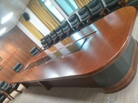Table de conférence en forme de U HYZ-251X, placage bois, peinte, grande table de formation, mobilier de bureau, table longue en verre pour réunions