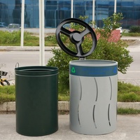 Nouvelle poubelle extérieure en métal, bac à déchets pour jardin, rue, recyclage, poubelle à papier, poubelle en acier commerciale