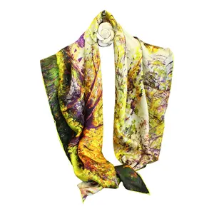 New Fashion Square Silk Scarf for Women Private Logo and Patterns Printed Silk Handkerchief