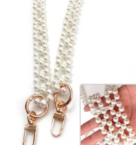 Wholesale Cross Body Crystal Strap Hold With Beads Beaded Bag Chain Pearl Shoulder Bag Strap