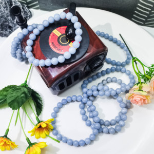 Gran oferta, cristales naturales, piedras curativas, pulido, pulsera de Angelita de 8mm para equilibrio energético - Product Image 2