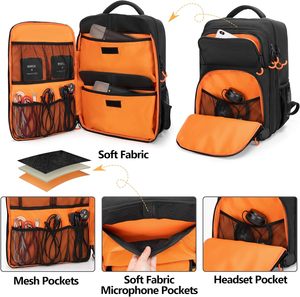 Sac de voyage pour table de mixage audio compatible avec <span class=keywords><strong>RODECaster</strong></span> <span class=keywords><strong>Pro</strong></span>, RC Duo, DJ Mixer Sac à dos avec de nombreuses poches pour microphones, - Product Image 3