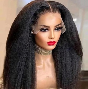 Pelucas de Cabello Humano Virgen Rizado y Liso, Listas para Enviar, con Frente de Encaje Transparente 13x4, de 8 a 32 Pulgadas - Product Image 3