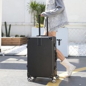 Valise à roulettes unisexe, style rétro, petite valise de voyage, grande capacité, en néoprène, roulettes silencieuses avec verrouillage - Product Image 3