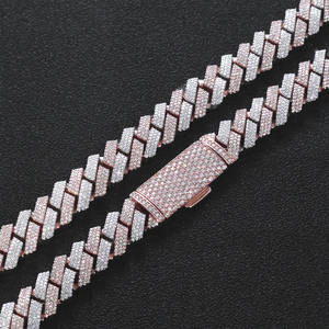 NUOYA 12mm 투톤 힙합 쿠바 목걸이 로즈 골드 도금 체인 3 열 지르콘 프롱 쿠바 체인 목걸이 여성 쥬얼리 - Product Image 4