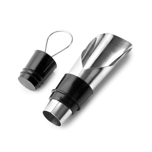 Beccuccio e tappo in acciaio inossidabile per bottiglie di vino con coperchio nero per un facile erogamento - Product Image 1