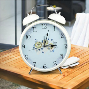 Rustic Style Metal Alarm <b>Clock</b> 8 Inch Double Bell Quartz Battery Powered Living Room Decor - Product Image 3