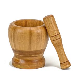 เครื่องบดเครื่องเทศไม้ไผ่ชุดครกและสากไม้ไผ่เครื่องบดไม้สำหรับสมุนไพรกระเทียมยาครกและห้องครัว - Product Image 3