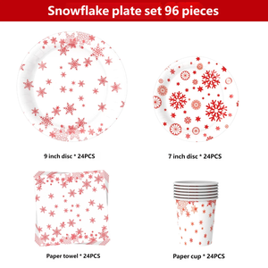 Offre Spéciale : Ensemble de Vaisselle Jetable en <span class=keywords><strong>Papier</strong></span> Flocon de Neige pour Noël – Assiettes, Gobelets et <span class=keywords><strong>Serviettes</strong></span> pour Décoration de Fêtes - Product Image 6