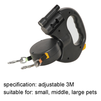 Laisse double rétractable en nylon pour chien avec fonction réfléchissante pour 2 applications d'entraînement de chiens