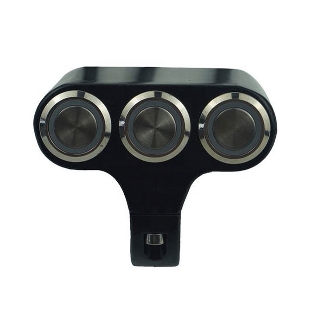 Motorcycle Electric Bike Motor  Handlebar Spot Light LED Aluminum Alloy Multi-lock Self-reset Button 3 in 1 Switch