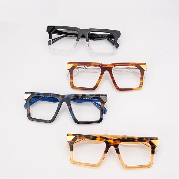 Wholesale Rectangle Acetate Frames stripe Thick design italy Optical Eyewear Glasses Frames for Men