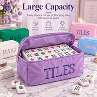 Sac de rangement personnalisé pour tuiles de mahjong avec logo brodé, étui de transport portable pour mahjong américain, OEM ODM, plusieurs couleurs
