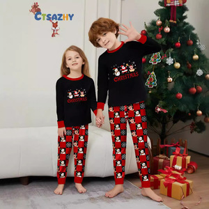 Tenue de <span class=keywords><strong>Noël</strong></span> Parent-Enfant : <span class=keywords><strong>Ensemble</strong></span> <span class=keywords><strong>Mère</strong></span>-Fille Manches Longues en Polyester, Touche Sophistiquée, Nouveau Style Automne, Père <span class=keywords><strong>Noël</strong></span> et Bonhomme de Neige - Product Image 3