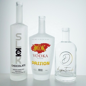 750ml <span class=keywords><strong>700ml</strong></span> bespoke lụa màn hình decal in phun dập nổi logo Đen Vodka Gin Whisky chai thủy tinh - Product Image 4