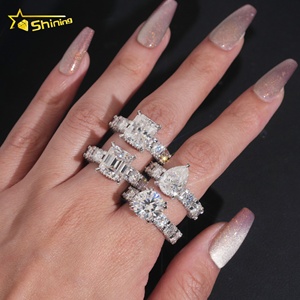 Koleksi cincin pernikahan perak murni 925 hadiah Wanita Perhiasan halus ices Out 5ct VVS cincin Moissanite dikirim dari gudang Amerika Serikat - Product Image 2