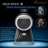 Escáner de Código de Barras de Escritorio con Cable de Alta Velocidad 120FPS, Lector de Códigos QR 2D con Luz Roja Omnidireccional Osram para Plataformas POS y Supermercados