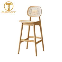 Chaise de restaurant en rotin tressé en bois massif, tabouret de bar, chaise haute de loisirs pour restaurant, vente en gros