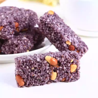 Barres croustillantes de riz noir sucré avec cacahuètes, emballage en sachet stand-up, certifiées Halal, 150g, disponibles en marque blanche pour la vente en gros