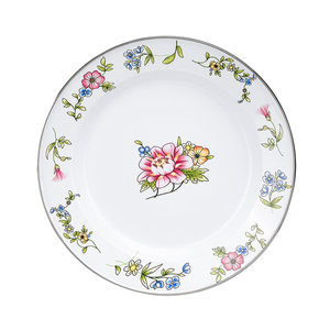 طبق شاي دائري معدني مطلي بالمينا من الخزف الصيني قابل للحمل يُمكن الطباعة عليه حسب الطلب - Product Image 5