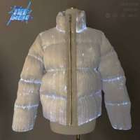 Veste lumineuse à LED personnalisée, veste rembourrée en fibre optique, veste lumineuse pour homme