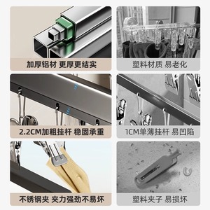 Séchoir à chaussettes mural avec pinces, type fixe rectangulaire, pour balcon et usage domestique - Product Image 4