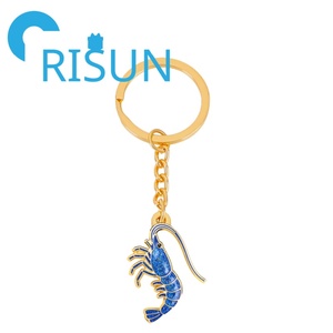 Porte-clés en métal personnalisé, émail souple ou dur, crevette rouge mignonne, homard, fruits de mer, crevettes, écrevisses, <span class=keywords><strong>néocaridina</strong></span>, vente en gros - Product Image 5