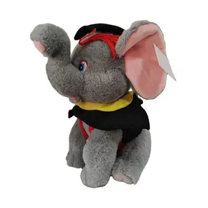 ग्रेजुएशन हाथी स्मारिका के लिए कस्टम नरम भरवां पशु आलीशान खिलौने ग्रे आलीशान ग्रेजुएशन हाथी खिलौने
