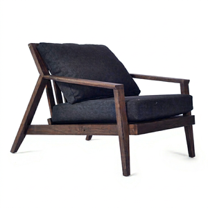 Sillón de Patio para Villa, Estilo Moderno Minimalista, en Madera de Teca Marrón Rústica con Cojín Confortable, para Hogar, Hotel, Jardín - Product Image 1