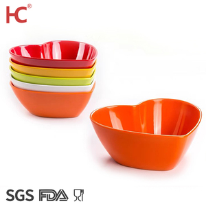Factory Cheap 7 inches Plastic Bowl Heart Shape Cereal Bowl Melamine Bowl