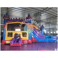 Structure gonflable commerciale de qualité supérieure, à usage humide ou sec, avec toboggan combiné et piscine gonflable amovible, vente en gros