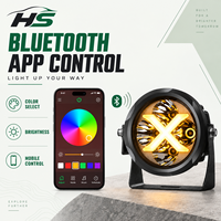 HSSH Phare LED rond rétroéclairé RVB de 4 pouces 20W à faisceau large avec contrôle Bluetooth pour véhicules tout-terrain
