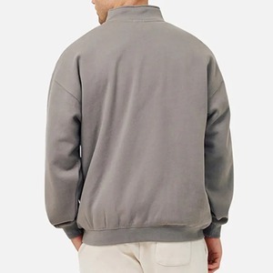 Pull en coton uni épais de haute qualité Sweat-shirt surdimensionné en jersey avec logo personnalisé et demi-zip - Product Image 3