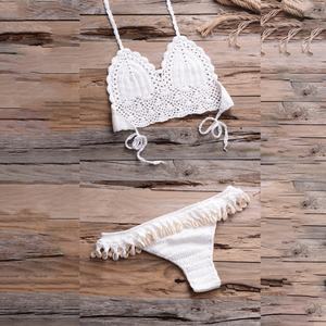 Ensemble de bikini 2 pièces personnalisé à col en V, push-up, fleurs 3D faites à la main, maillot de bain sexy mini string pour femmes, vêtements de plage - Product Image 6