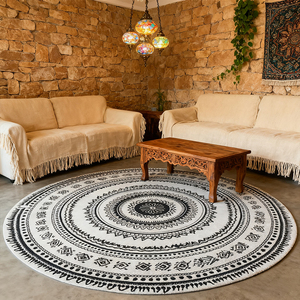 Tappeto rotondo in stile minimalista moderno con paesaggio stampato moderno e Design nuovo tappeto personalizzato in Nylon stampato per la decorazione della casa - Product Image 6