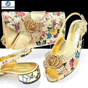 Sinya all'ingrosso arancio italiano tacco basso da donna pietre per la festa di nozze <span class=keywords><strong>scarpe</strong></span> e borse Set per le donne africane - Product Image 2